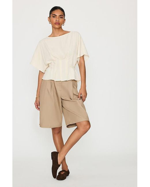 SELECTED Natural Matilda Pleated Top