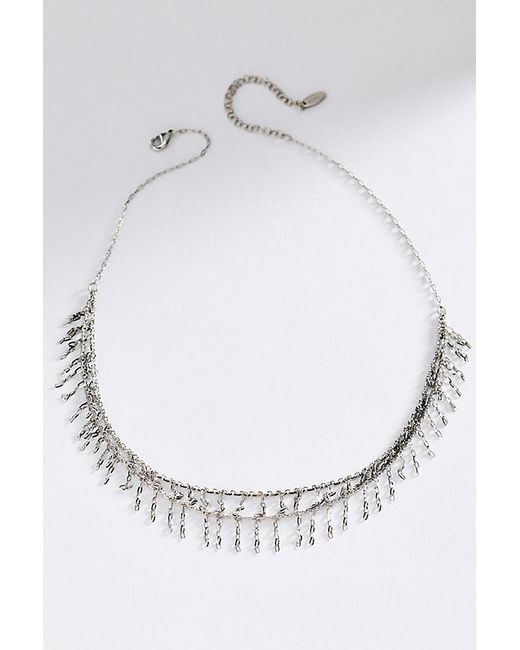 By Anthropologie White Chain Fringe Necklace