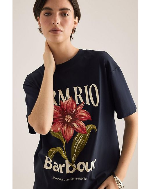 BARBOUR X FARM RIO Blue Wild Flower T-Shirt