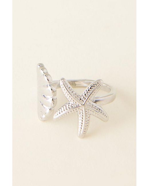 By Anthropologie Natural Shell & Starfish Ring