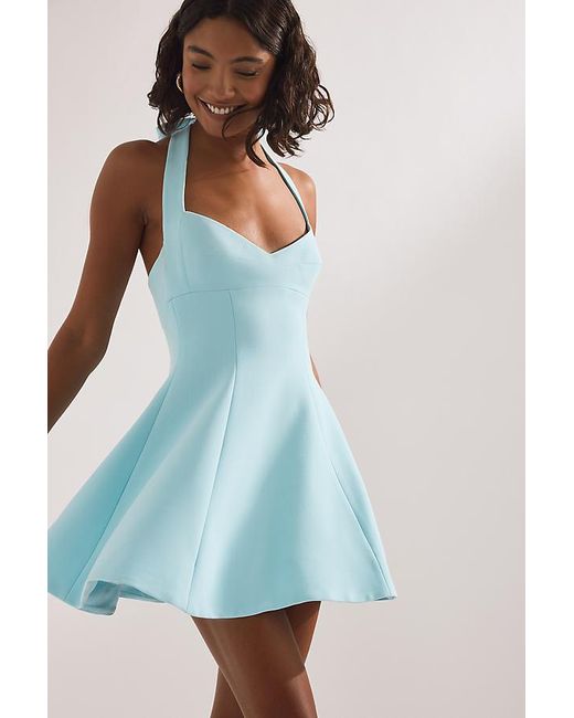 Bardot Blue Deserae Halter Mini Dress