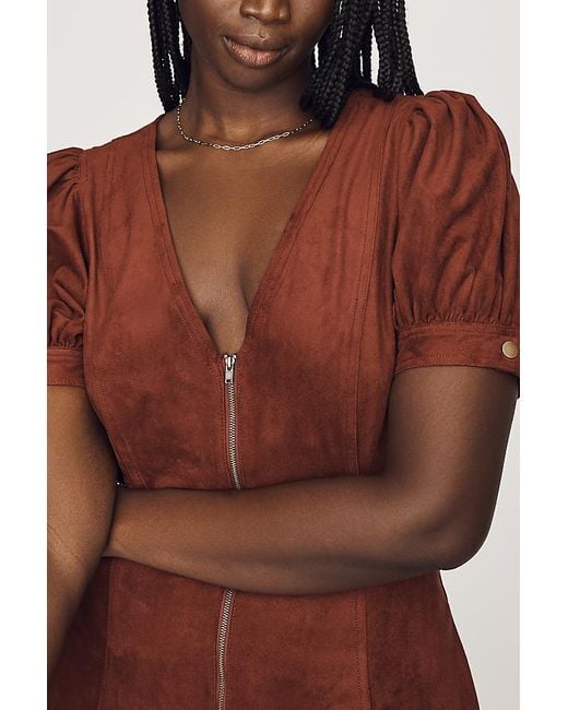 Pilcro Multicolor Zip-Front Faux-Suede Mini Dress