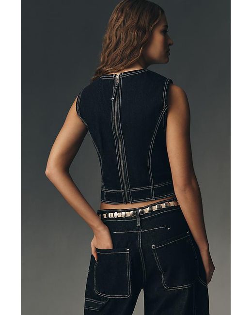 Pilcro Blue Denim Sleeveless Top