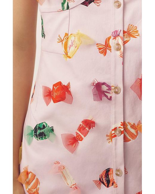 Maeve Printed Buttondown Mini Dress in Yellow | Lyst UK