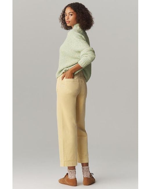 Maeve Natural The Colette Cropped Wide-Leg Trousers By Corduroy Edition