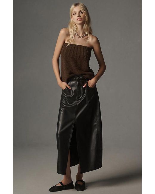 Pilcro Black Fuzzy Knit Tube Top