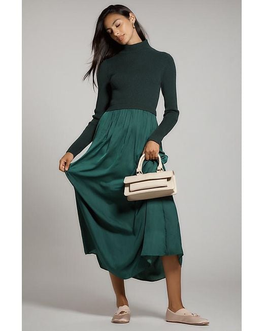 By Anthropologie Brown The Thea High-Neck Mockable Maxi Jumper Dress