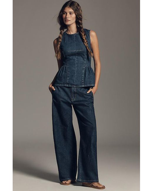 Maeve Blue High-Rise Wide-Leg Jeans
