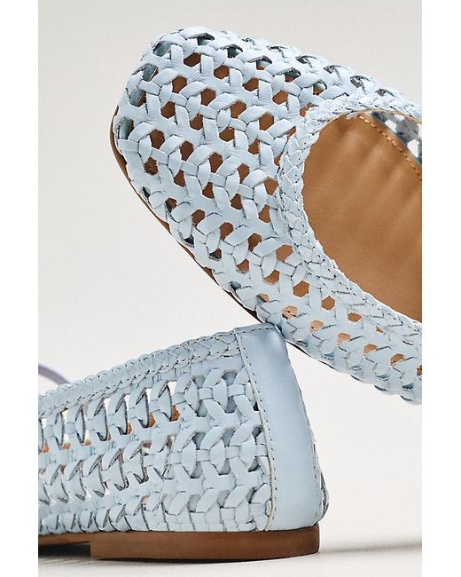 By Anthropologie Blue Woven Leather Ballet Flats