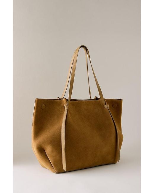 By Anthropologie Natural Suede Shopper Tote Bag