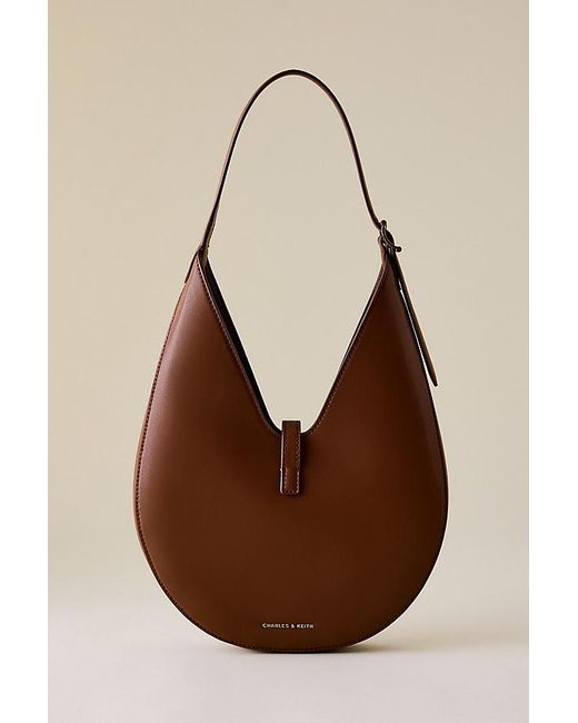 Charles & Keith Natural Cesia Metallic-Accent Hobo Bag