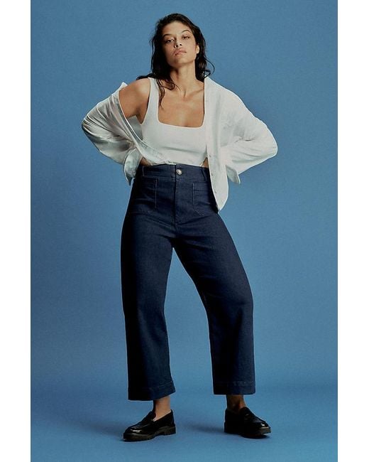 Maeve Gray The Colette Denim Cropped Wide-Leg Jeans By