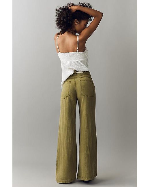 Pilcro Green Relaxed Flare Trousers
