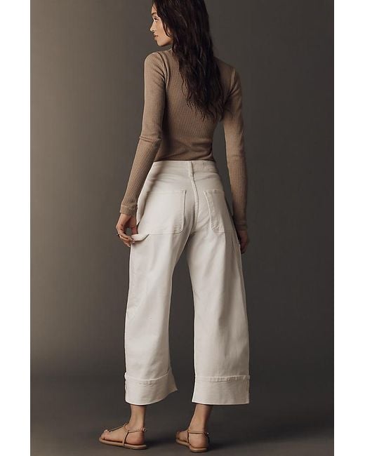 Pilcro White The Kayden High-Rise Cuffed Tapered Jeans By