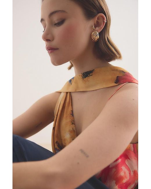 Anthropologie Brown Sculptural Swirl Stud Earrings