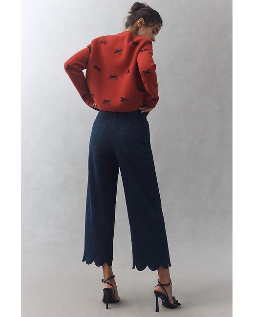 Maeve Blue The Colette Scallop Crop Wide-Leg Jeans By