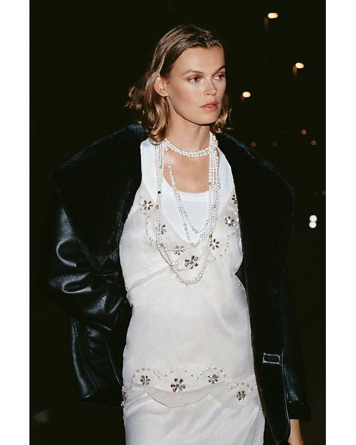 By Anthropologie Black Tie-Strap Crystal Tank Top