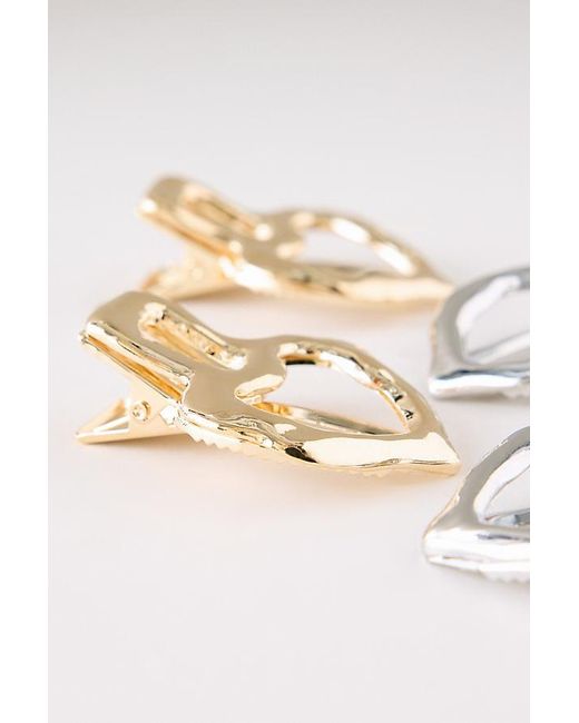 By Anthropologie Natural Mixed Metal Heart Clips, Set Of Four