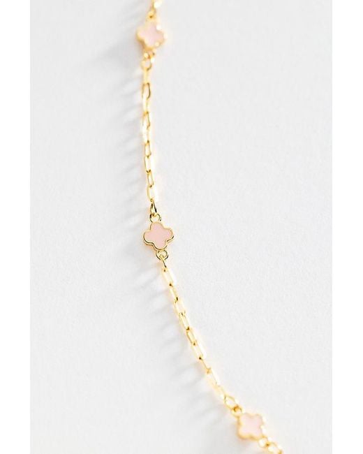 By Anthropologie White Tiny Clover Chain Necklace