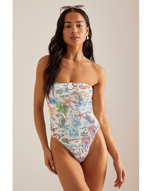 Cleonie Swim White Bay Maillot Bandeau One-Piece Swimsuit