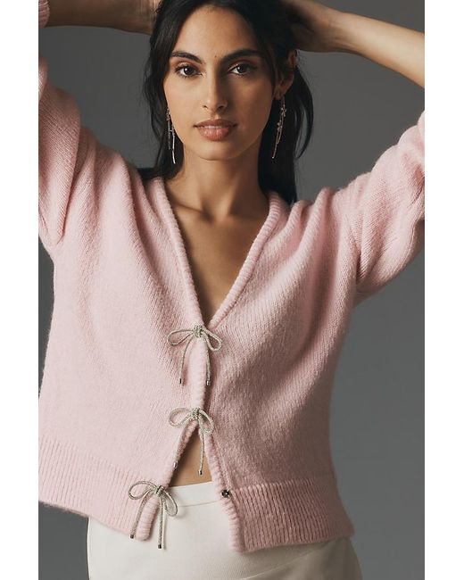 新版 Maeve UK Lyst | Pink in Cardigan Button Bow Sparkle トップス