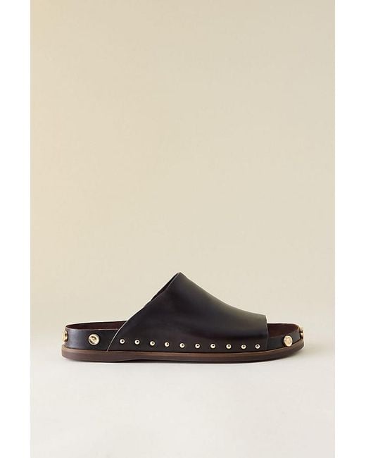 Kelsi Dagger Brooklyn Black Squish Stud Leather Slide Sandals