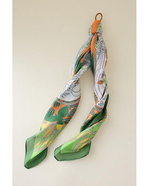 By Anthropologie Green Floral Headscarf