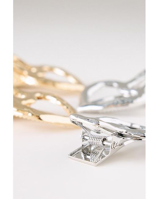 By Anthropologie Natural Mixed Metal Heart Clips, Set Of Four