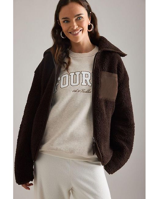 4th & Reckless Brown Zara Zip-Up Fleece Jacket