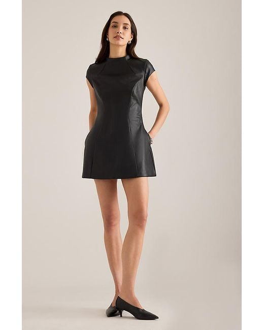 Bardot Black Delphi Faux-Leather Hourglass Mini Dress