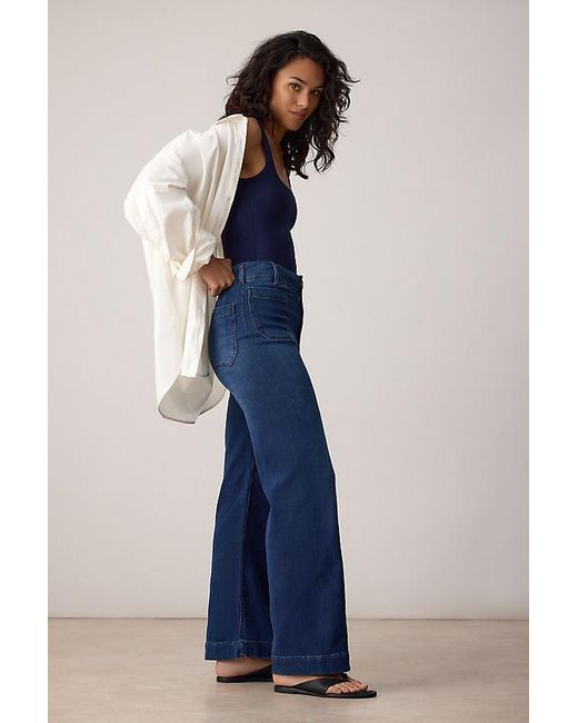 Maeve Blue The Colette Full-Length Wide-Leg Jeans By