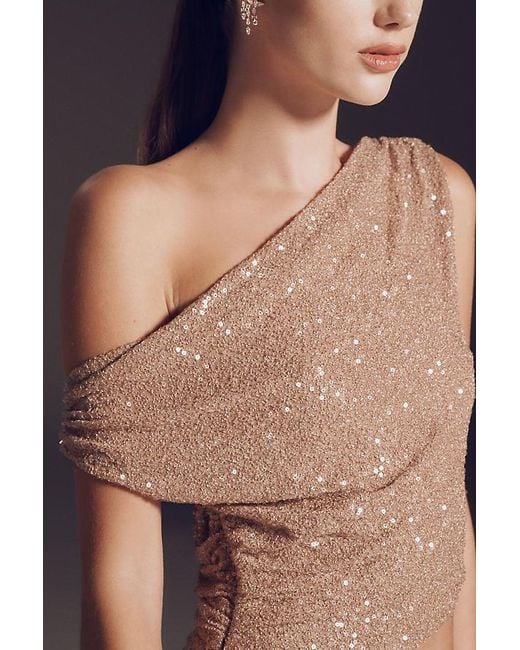 Mare Mare Blue Liquid Sequin Column Maxi Dress