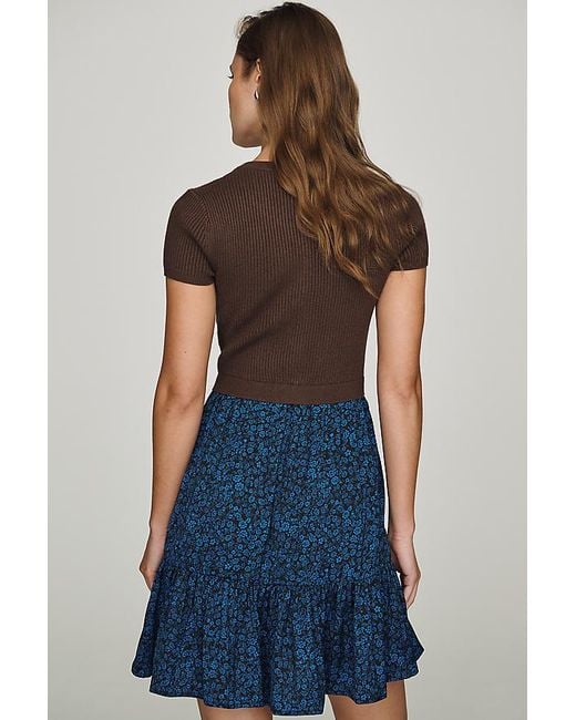 By Anthropologie Blue Thea Twofer Cardigan Mini Dress