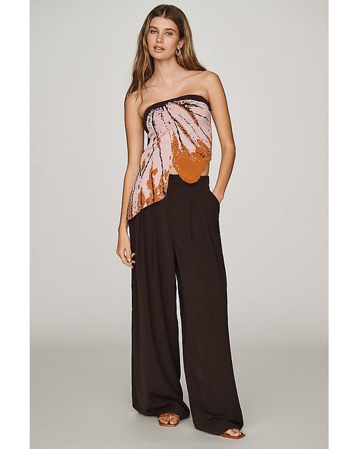 By Anthropologie Multicolor Butterfly Asymmetric Bandeau Top