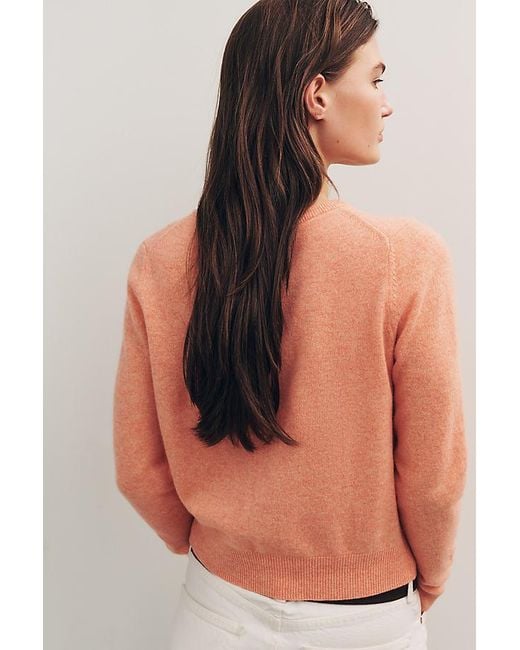 By Anthropologie Orange The Juliet Cashmere Crew-Neck Cardigan