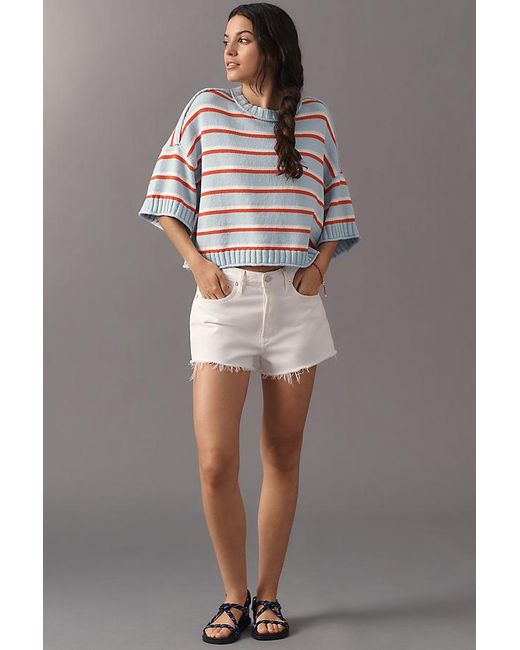 By Anthropologie Red The Goldie Cotton Crew Neck Jumper