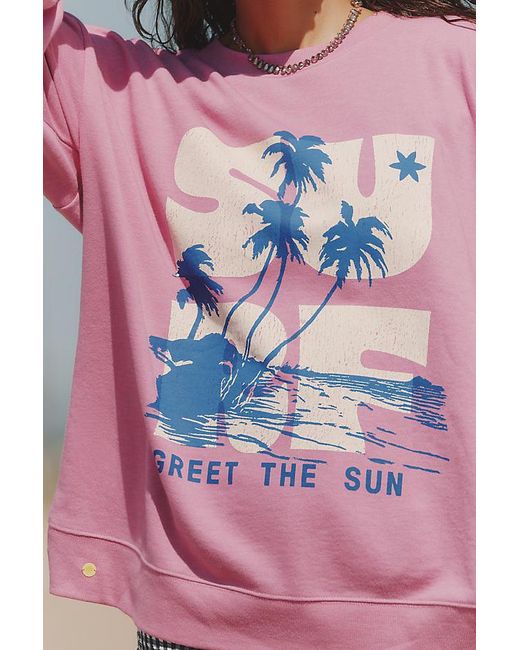 Celandine Pink Printed Crew-Neck Sweatshirt