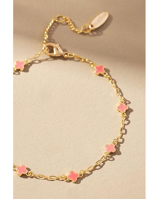 By Anthropologie Natural Clover Chain Wrap Bracelet