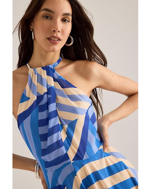 By Anthropologie Blue Marni Stripe Halter Maxi Dress