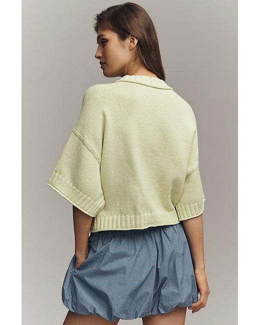 By Anthropologie Natural The Goldie Cotton Crew Neck Jumper
