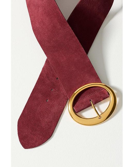 By Anthropologie Red Wide Oval Buckle Belt