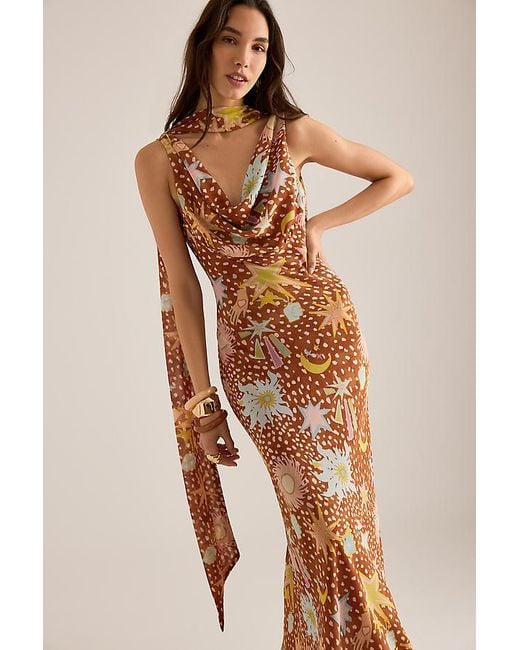 Never Fully Dressed Natural Sophie Star Fawn Maxi Dress