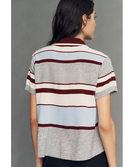 Maeve Gray Wool Swing Polo Top