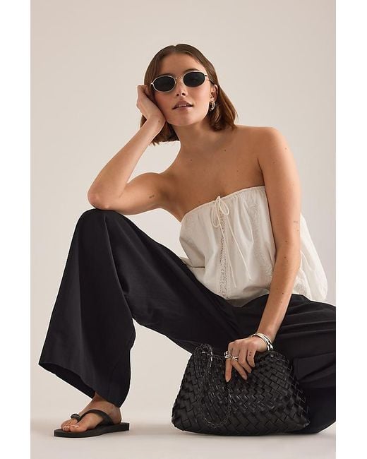 Maeve Natural The Avery Linen-Blend Pleated Trousers By