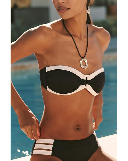 Seafolly Black Band Wave Trim Bandeau Bikini Top