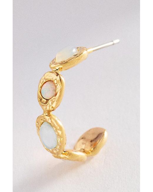 By Anthropologie Natural Colourful Semi-Stone Hoop Earrings