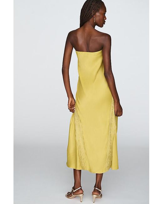 By Anthropologie Yellow The Tilda Lace-Trim Maxi Slip Skirt