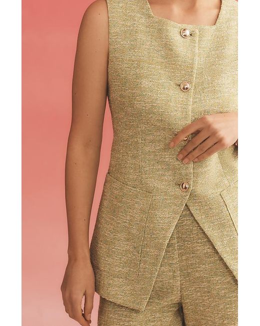 Maeve Green Tweed Tailored Waistcoat Top