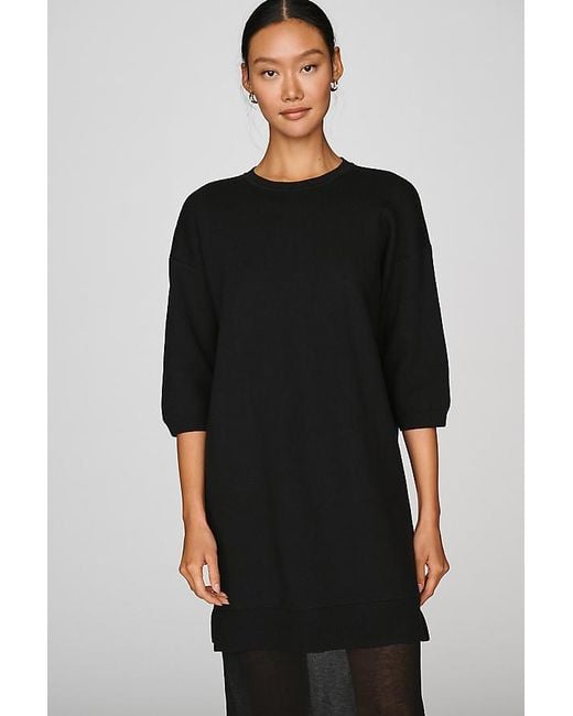 By Anthropologie Black Twofer Sheer Knit Midi Dress