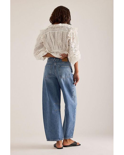 ALIGNE Blue Mid-Rise Barrel Jeans
